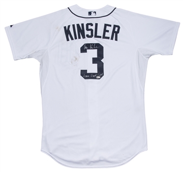 2014 Ian Kinsler Game Used, Signed & Inscribed Detroit Tigers Home Jersey Used For 4 Games (MLB Authenticated) 